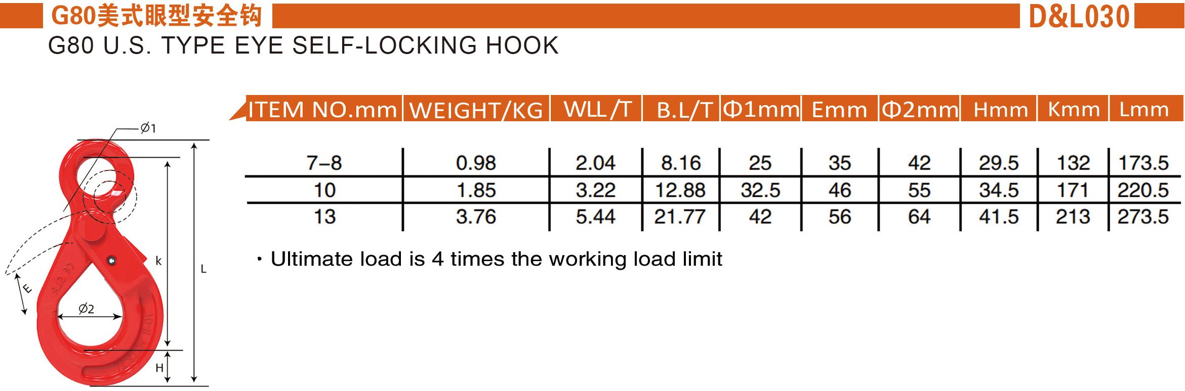G80美式眼型安全钩