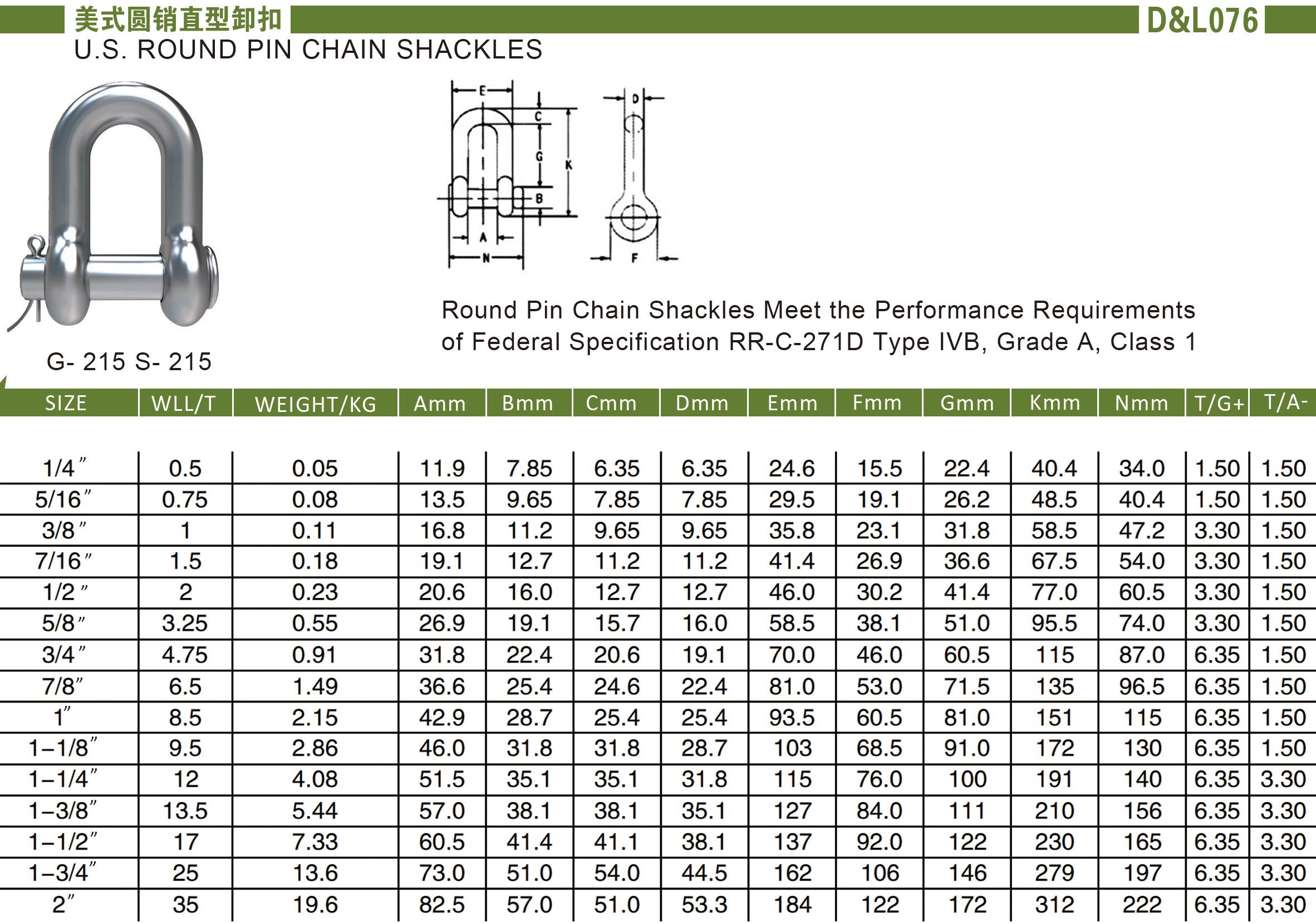 美式圆销直型卸扣