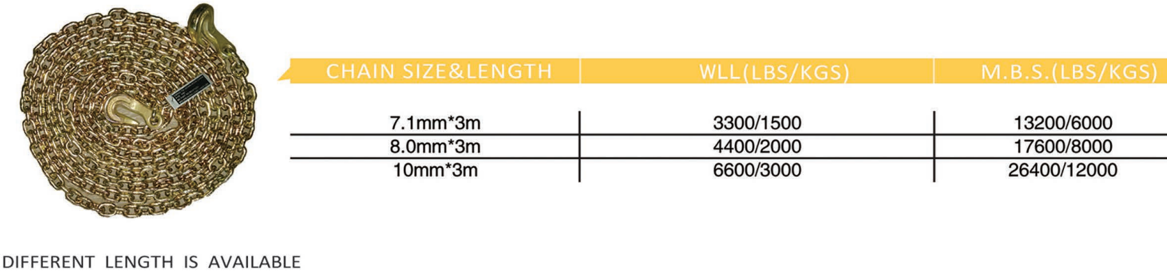 155-镀锌链条带弯钩-GOLDEN GALVANIZED CHAIN SLING(G80) WITH BEND HOOK